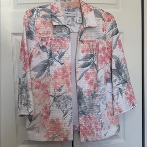 Alfred Dunner light Pink and Gray Floral Blazer